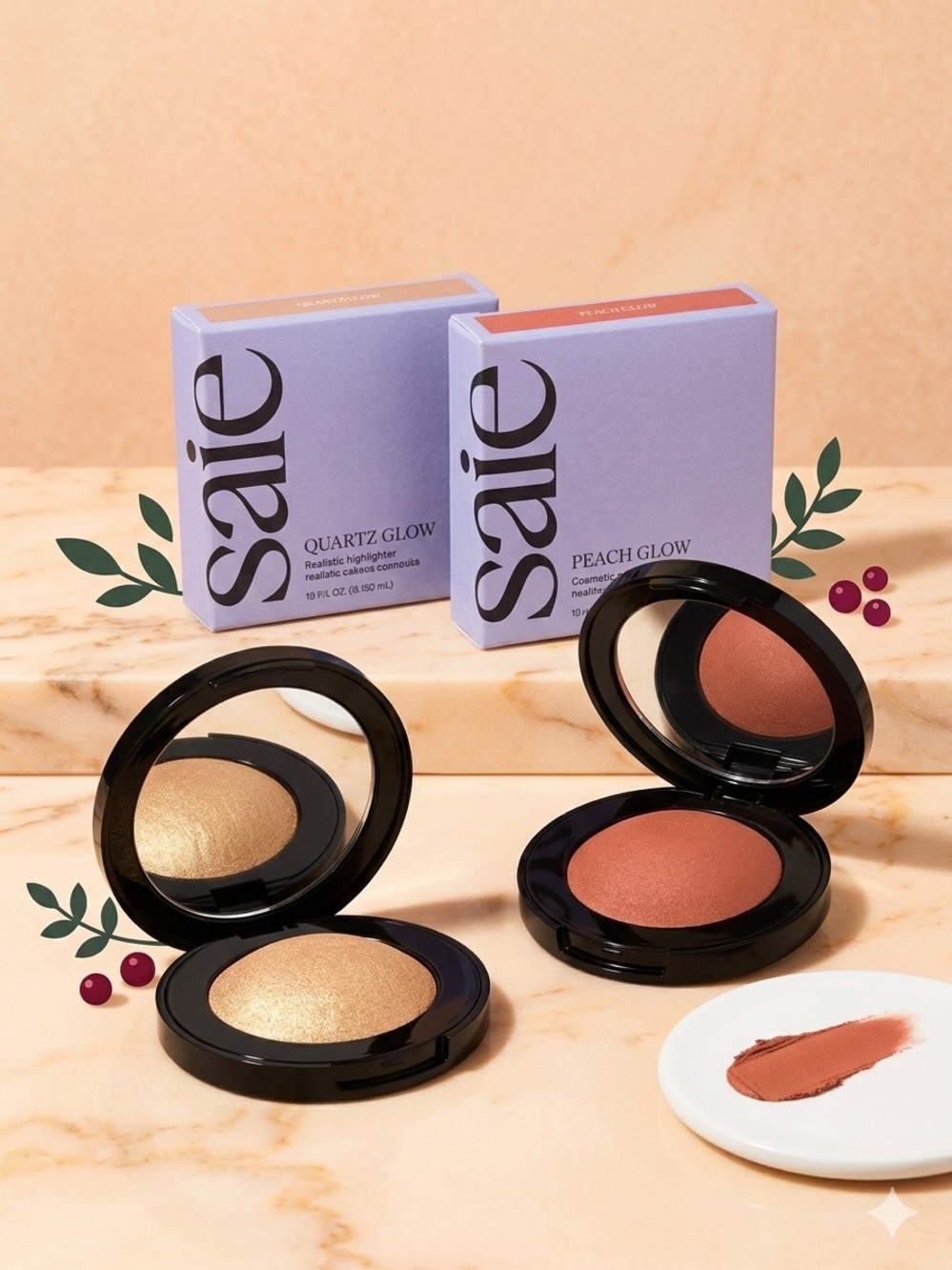Saie Glow Sculpt Multi-Use Cream Highlighter Blush - Quartz & Peach Duo - NEW!
